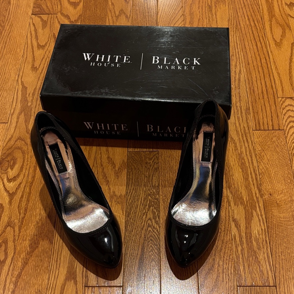 White House Black Market Glossy Black Heels - Worn Once